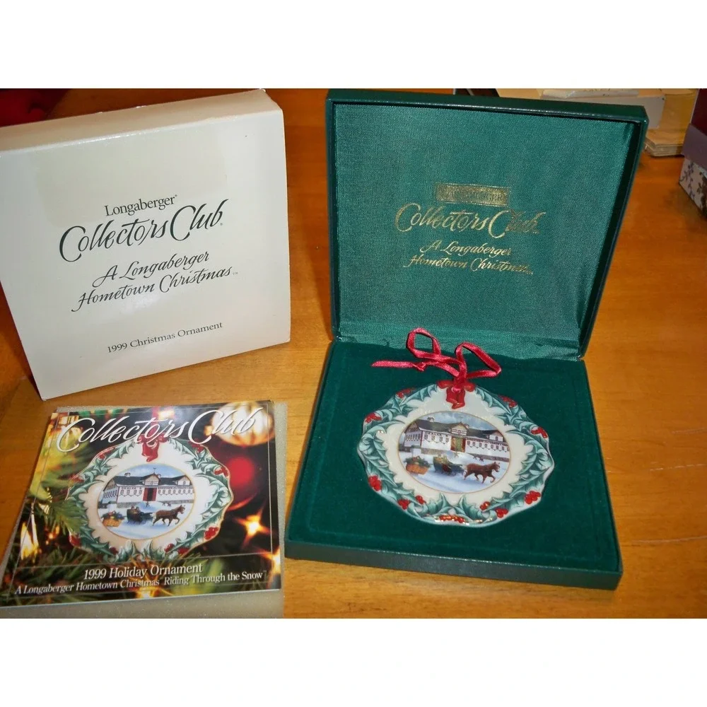 Longaberger 1999 Collectors Club Christmas Ornament Riding‎ Through The Snow